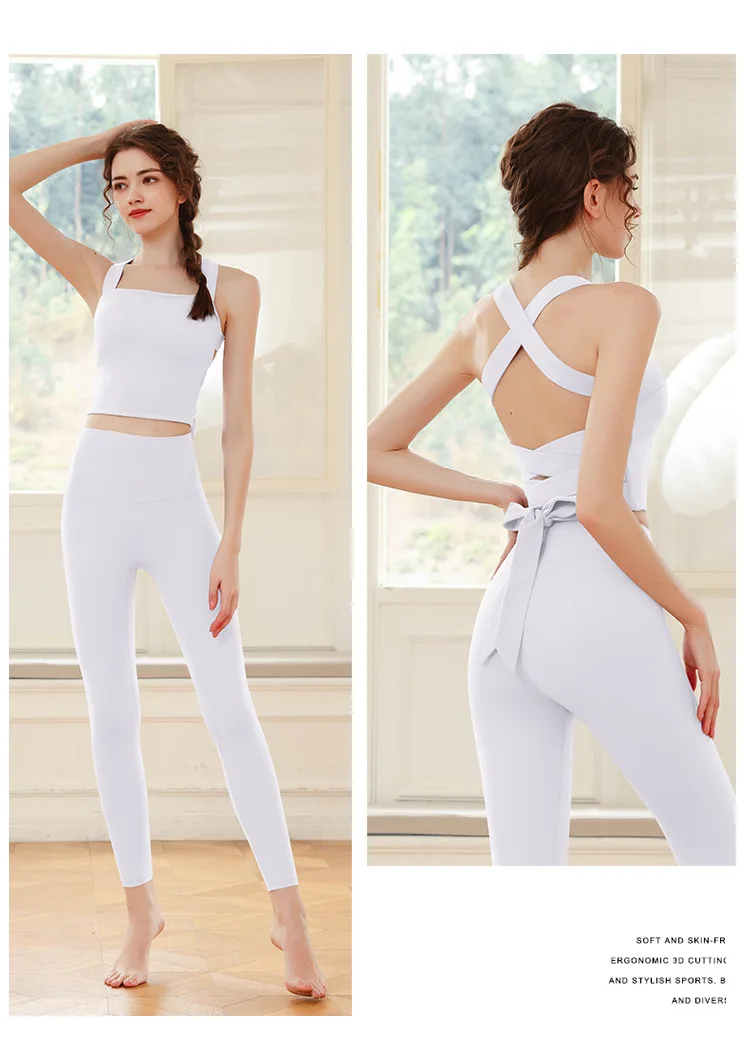 Two Pieces Yoga Clothes Women Athletic Wear Pilates Fitness Suit