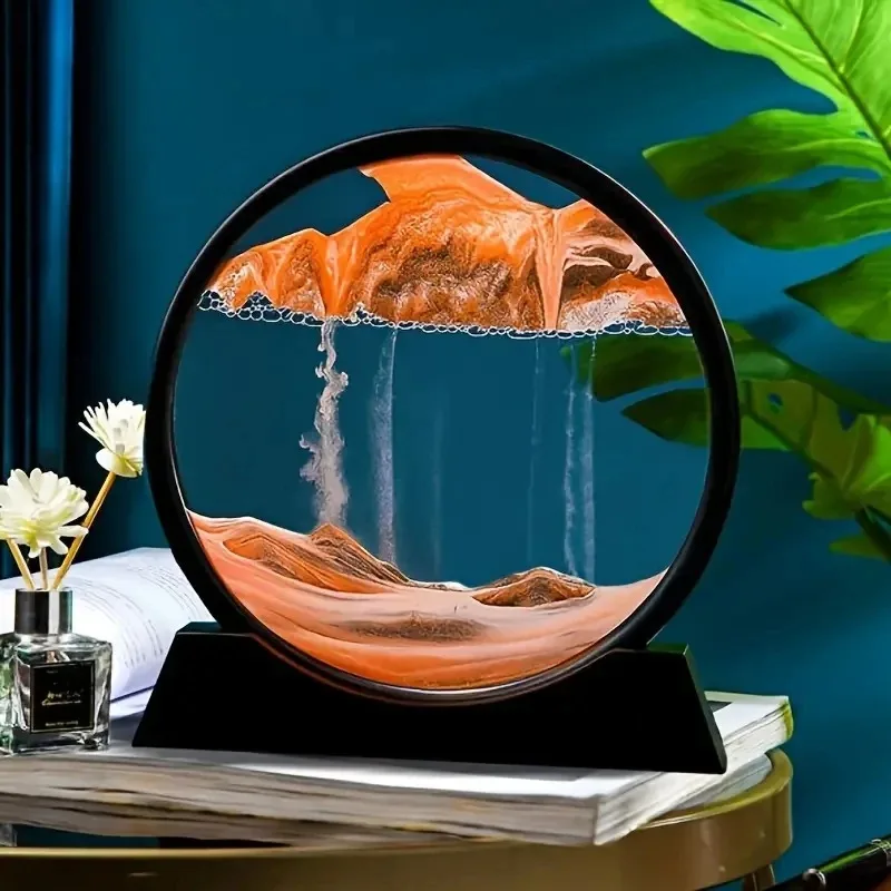 3D Hourglass Quicksand Moving Sand Art Picture Round Glass Deep Sea Sandscape Craft Flowing Painting Office Home Christmas 1