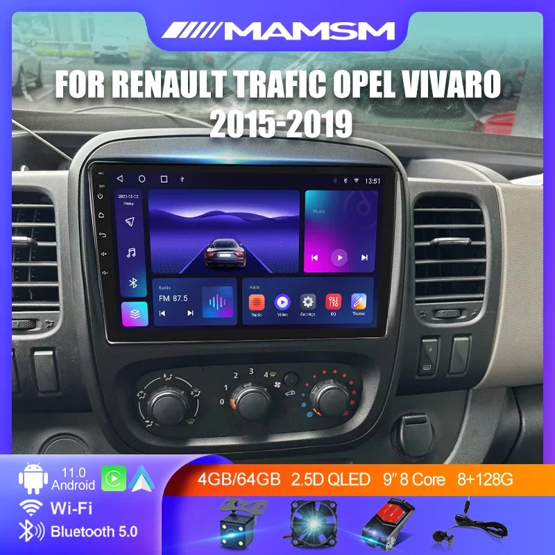 

Автомагнитола Carplay, мультимедийный плеер 9 дюймов на Android 12, с GPS Навигатором, 4G IPS, для Renault Trafic, Opel Vivaro 2015-2019