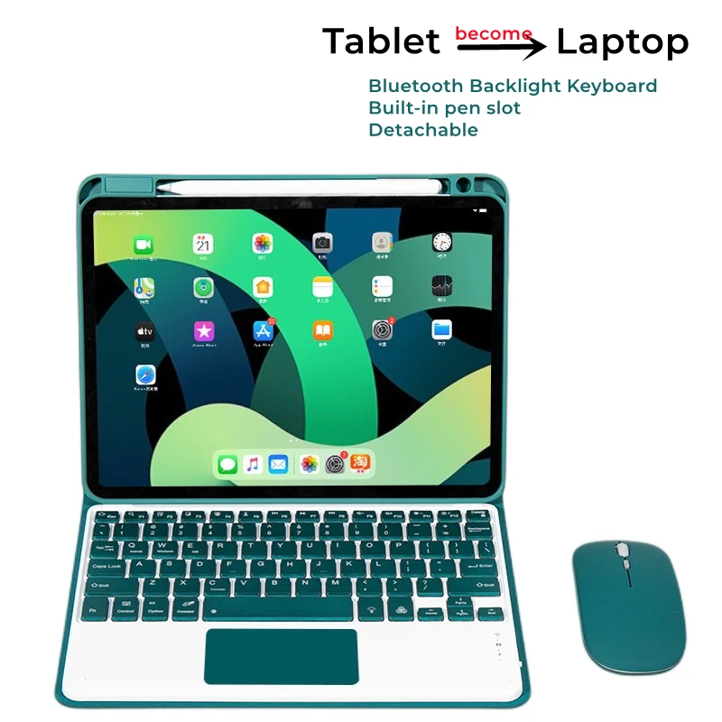 Mouse com Teclado Retroiluminado para Xiaomi Pad Teclado sem Fio Bluetooth Espanhol e Coreano Tailandês Magnetic Funda para Mipad Pro 11 2023 - Imagem 3
