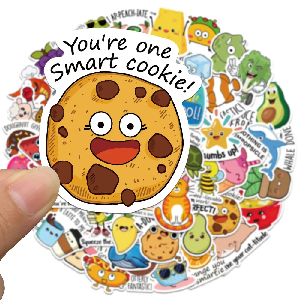 50/100pcs Aesthetics Retro Happy Holiday Fruit Animals Cute Stickers Graffiti Decoration Phone Luggage Skateboards Waterproof