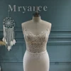 Mryarce Luxury Lace Crepe Wedding Dress Sexy Spaghetti Straps Long Train Bridal Gowns 4