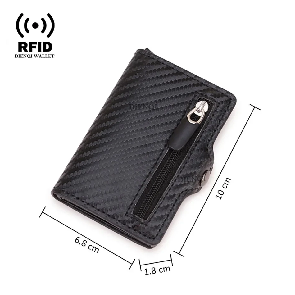 Carbon Fiber Wallet For Men Credit Card Holder RFID Blocking Thin Mini Aluminium Metal Wallets Coin Pocket Money Bag Vallet credit card holder carbon fiber wallet
