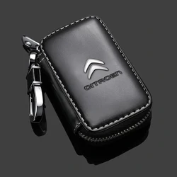 Premium Leather Car Key Holder and Organizer Keychain Bag (Black)