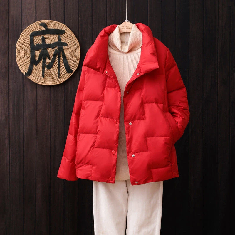 Korean Down Parka Women's Ultra-light Thin Down Winter Jacket 2022 New Casual Snow Wear Coat White Duck Down Solid Loose Outwear