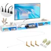 71 Inch Floating TV Stand with LED Light Power Outlet, TV Wall Mount Floating Shelf with Storage Rack, White 5