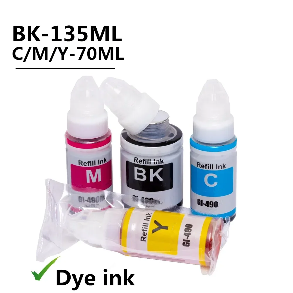 GI-490 Compatible Color Water Based Bottle Refill Ink for Canon Pixma G3411 G2410 G2411 Printer
