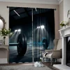 2pcs, 2D flat Window Treatment Curtains Gym dumbbells modern gym interior. Muscle training healthy physique shaping studio props 1