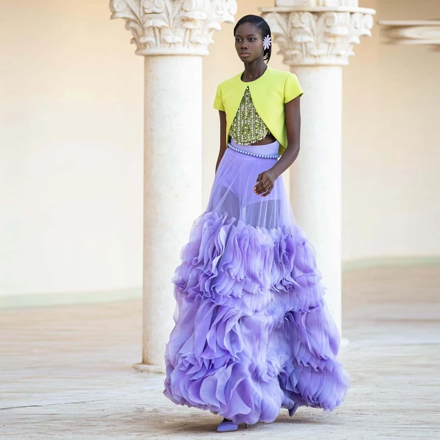 Street Fashion Tulle Skirts No Bead Belt Long Ruffles Tiered Tutu  