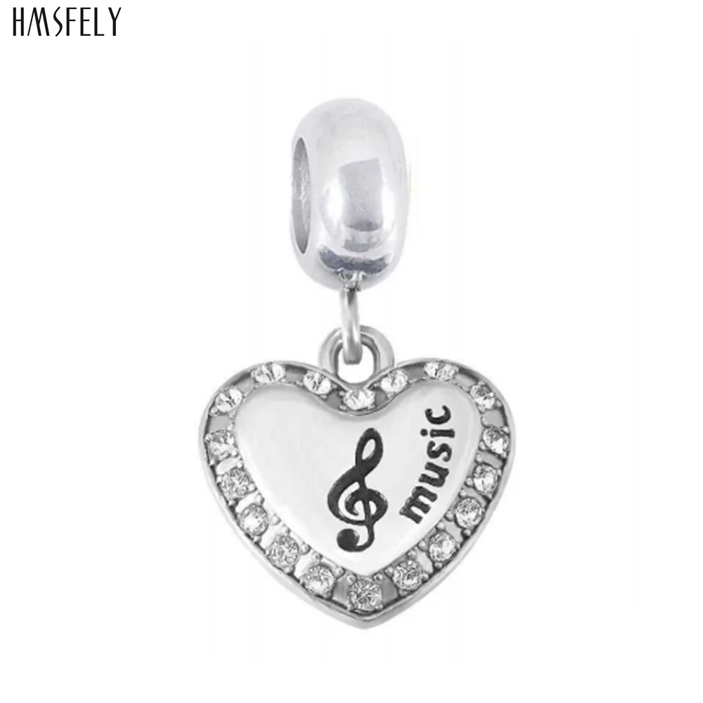 

HMSFELY Heart Music theme Steel Pendant For DIY Bracelet Necklace Jewelry Making Accessories Women Bracelets Parts