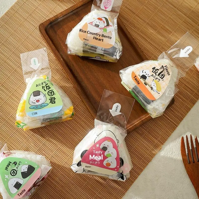 새로운 100Pcs 스시 가방 사랑스러운 일본 삼각형 쌀 공 일회용 포장 가방 스시 만들기 금형 도시락 액세서리