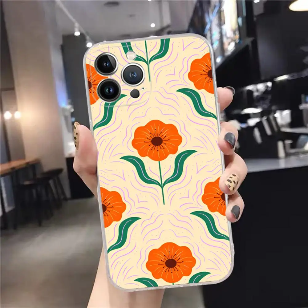 Elegant Abstract Flower Market Clear Phone Case - Soft TPU Cover