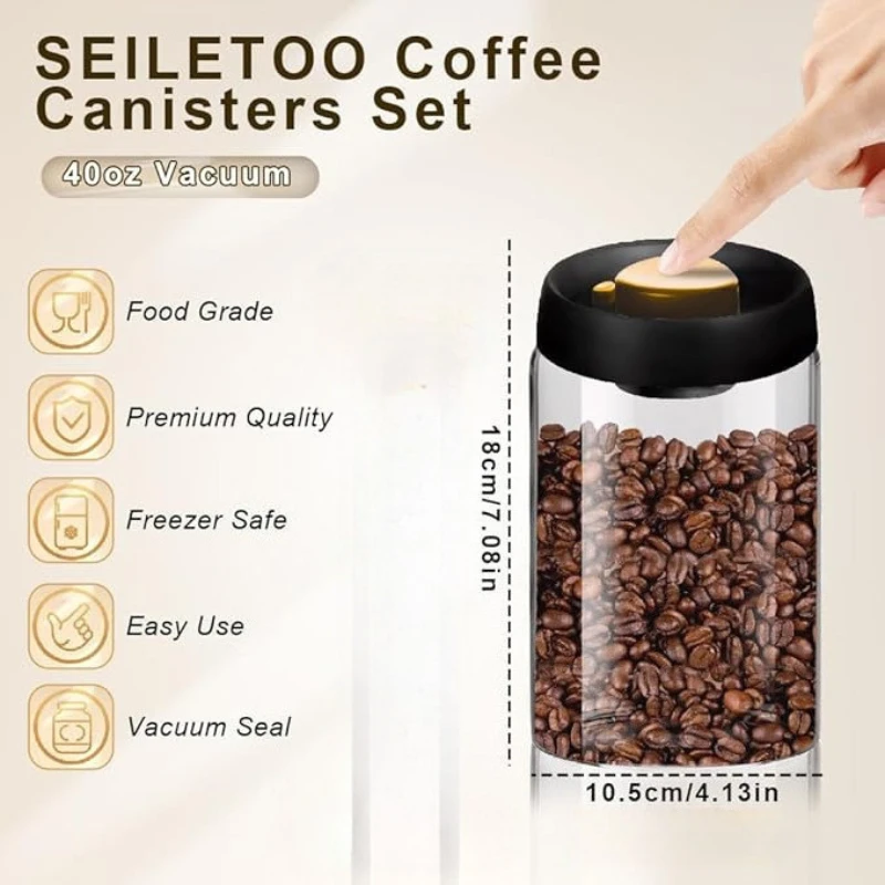 Vacuum Coffee Canisters With Airtight Lids For Coffee Tea Beans Sugar Borosilicate Glass Mason Jars Vacuum Sealer Kit
