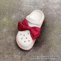 Elegant Silk Bow Shoe Decoration Clip - Stylish Decorative Charm Buckle (Wine red)