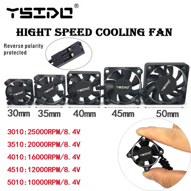 2Pcs YSIDO 3010 3510 4010 RC Car Motor ESC Cooling Fan for RC Car 1/8 1/10 1/12 Scale RC Car 540 550 Brushless Motor 1
