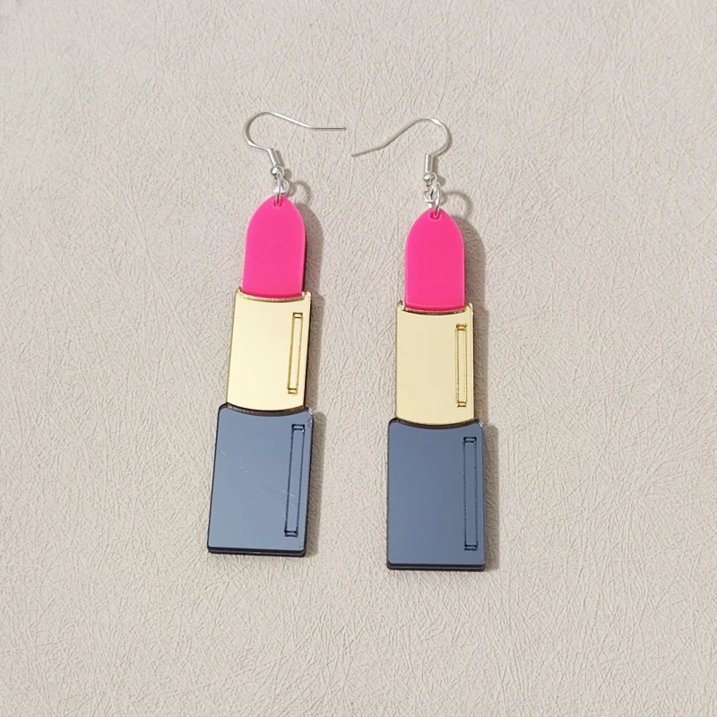 KUGUYS Lippenstift-Ohrringe für Damen, Vintage-Stil, Spiegel-Acryl-Schmuck, lässig, für Musikfestivals, Sommer-Accessoires – Detail 9