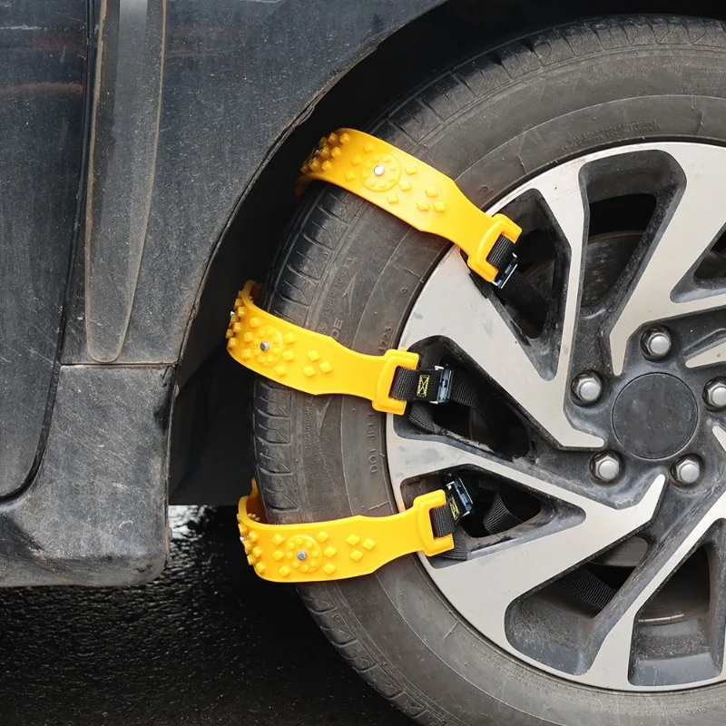 For Snow Mud Ice Tire Chain Straps Automobile Cow Tendon Steel Nail Tire Anti-skid Chain Traction Blocks Emergency TPU Anti-Skid