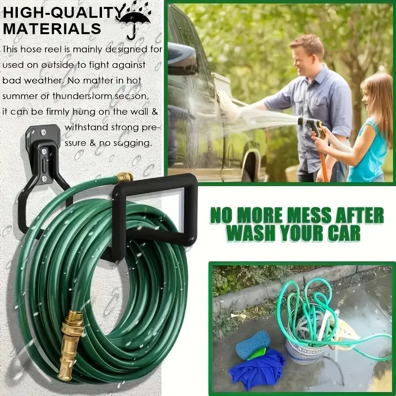 1 metal garden hose bracket Heavy-duty hose hanger for outdoor courtyards Wall-mounted bracket for durable pipe winders garden hose bracket