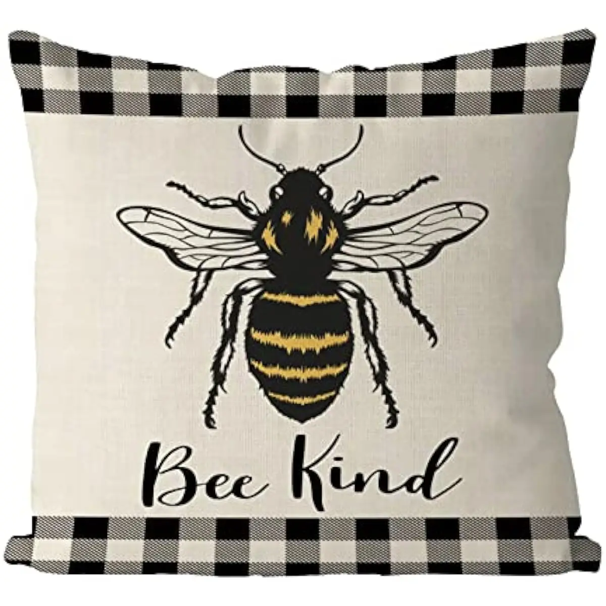 

Spring Pillow Covers Bee Kind Buffalo Plaid Home Sofa Decor Pillowcase Summer Throw Pillows Living Room Bedroom Decoration