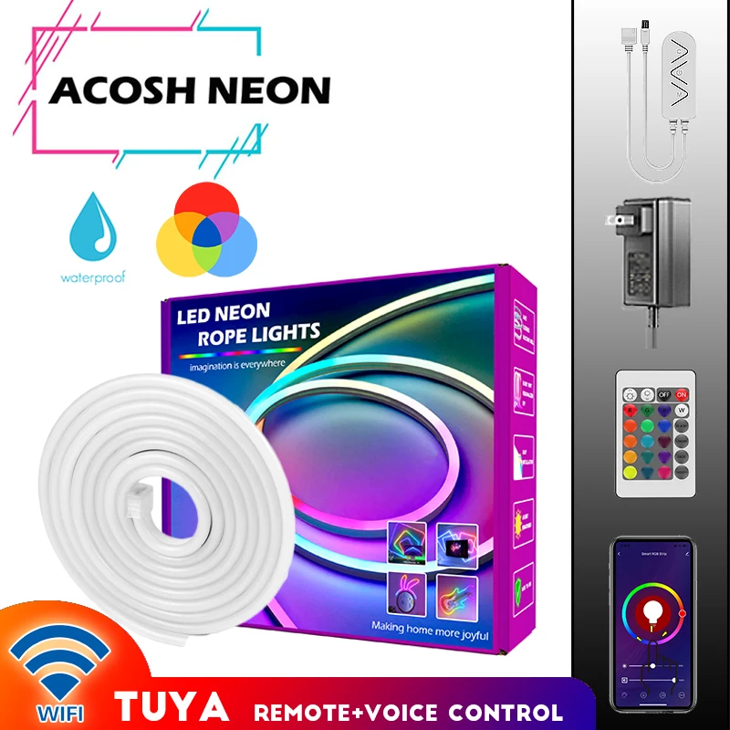 

Светодиодная лента RGB TUYA RGB неоновая, 10 м/фута, 12 В
