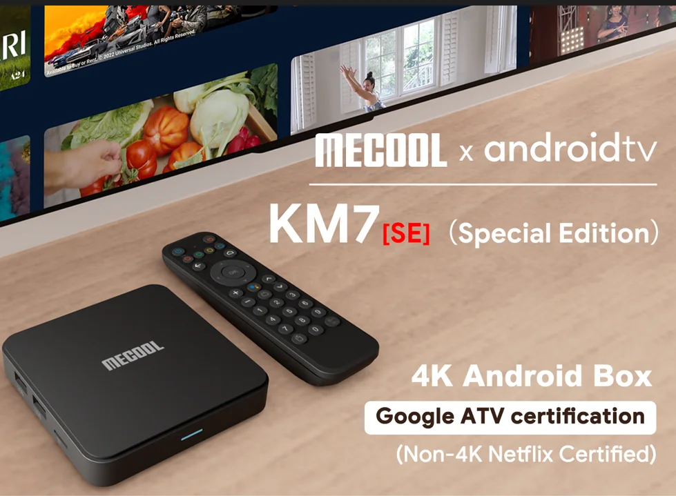 Mecool Km7 Se 2Gb 32Gb Android Tv Box Amlogic Av1 Certificato Google Chromecast Controllo Vocale Portoghese Ebraico, Versione Globale