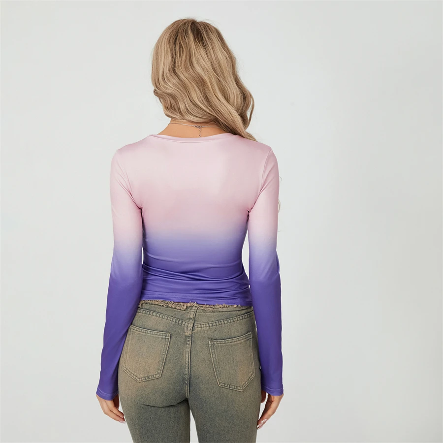 Camisetas básicas de Color liso para mujer, camisetas informales de manga larga, jerséis ajustados para otoño y primaver