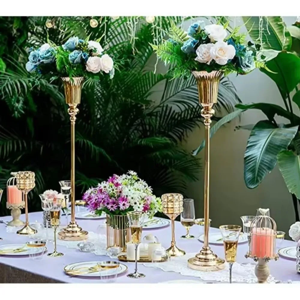 Elegant table setting with Golden Flower Vase
