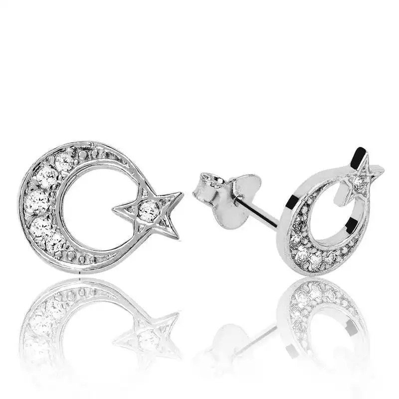 

Tevuli 925 Sterling Silver Moon Star Studded Earrings