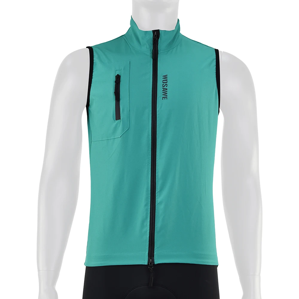WOSAWE Homme Gilet de Cyclisme Coupe-vent, Toison Thermique Maillot Cycliste sans Manches pour Automne Hiver (Bleu M