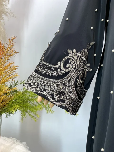 Ramadan caftan perles ouvertes Abaya dubaï luxe Islam vêtements musulmans pour femmes Kimono turquie Caftan Marocain Femme Robe Kebaya