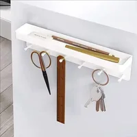 White Key Holder for Wall Decor Mail Shelf Sorter Organizer Key Hanger Wall Mount with 6 Hooks Storage Rack for Kitchen Bathroom 1