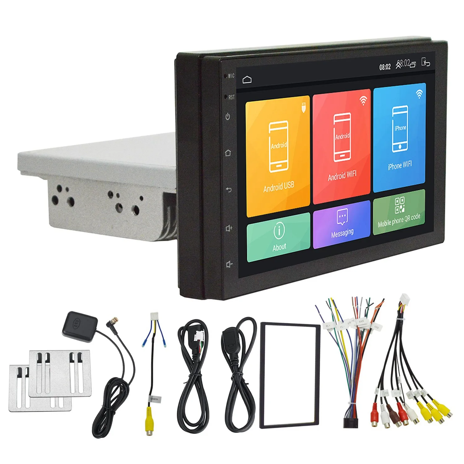 

1 Din 7-дюймовый Регулируемый контакт 1G + 16G MP5-плеер GPS DVR Поддержка WIFI BT