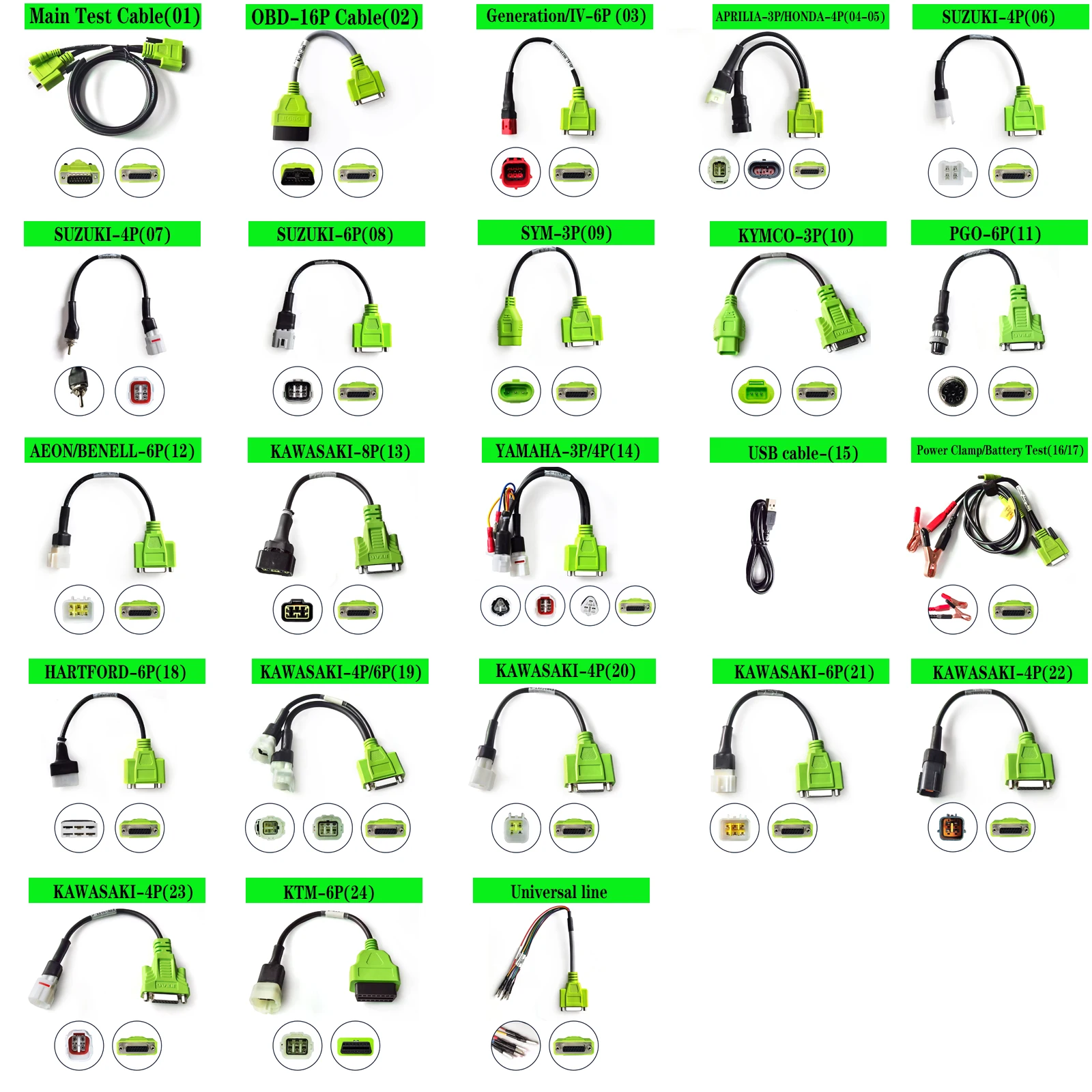 Motorcycle Diagnostic Connector Cable For BMW 10P HONDA 4P SUZUKI 4P/6P