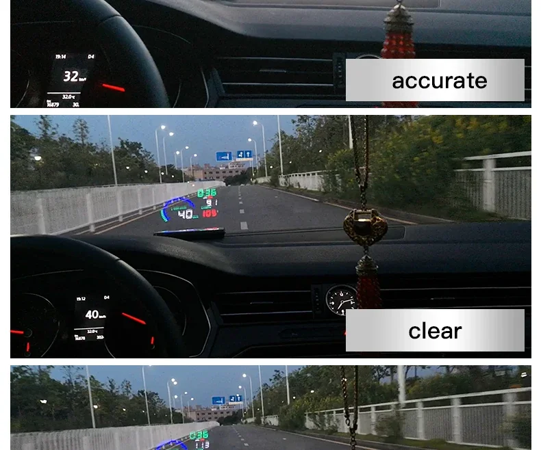 Auto HUD Head Up display Auto OBD2 Velocità 5.5 pollici Proiettore KMH MPH Tachimetro Rilevatore di auto Consumo di carburante Allarme di sicurezza - immagine 5