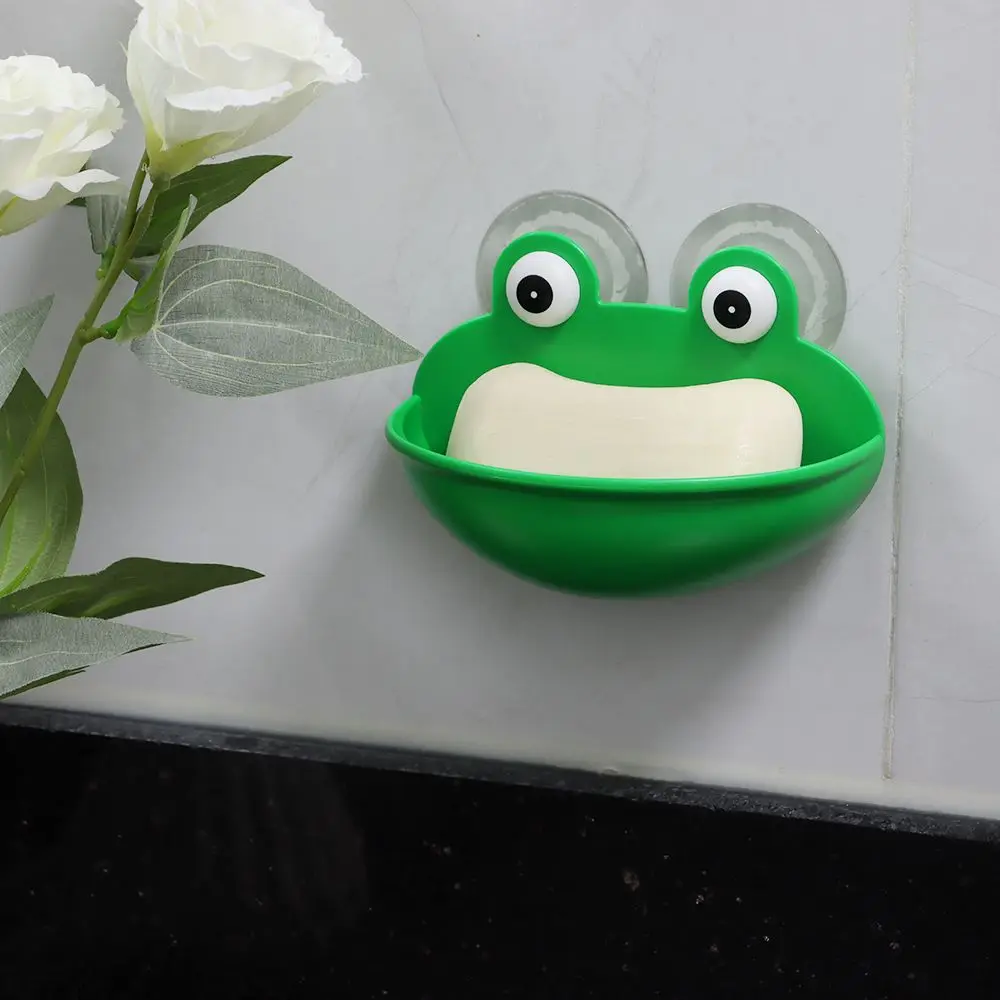 Familyhouse Lovely Frog Suction Cup Soap Dish Soap Sponge Holder for Kids Bathing