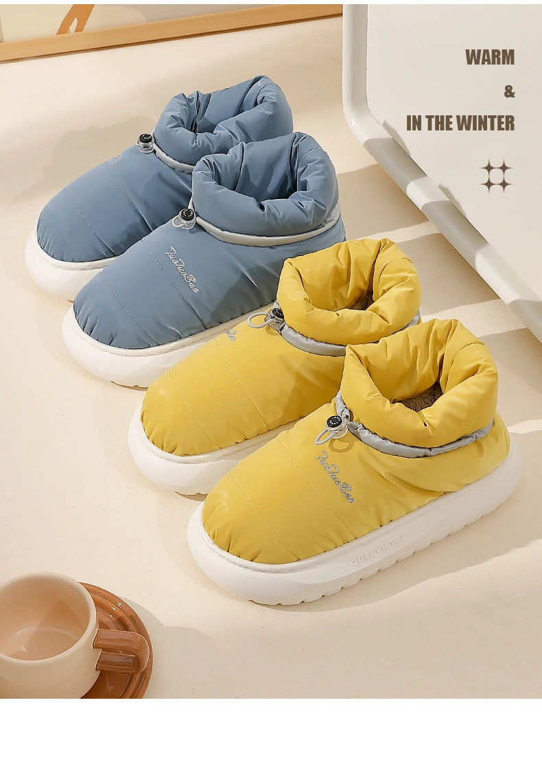 Winter Waterproof Soft Plush Ankle Unisex Bread Slippers - true deals club