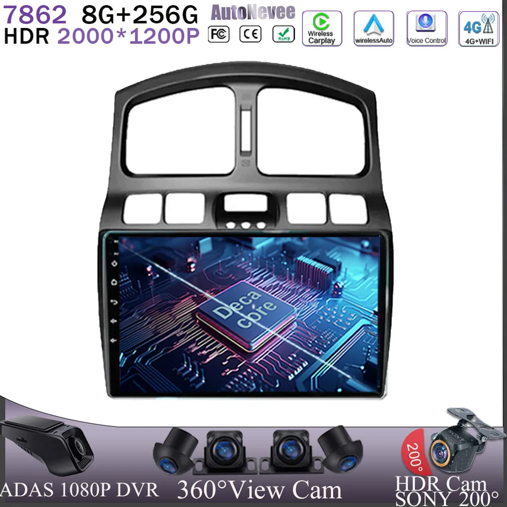 

Carplay Радио DVD Android 13 для Hyundai Classic Santa Fe 2005-2015 мультимедийный плеер ЦП 7862 GPS ЦП 5G WIFI QLED экран