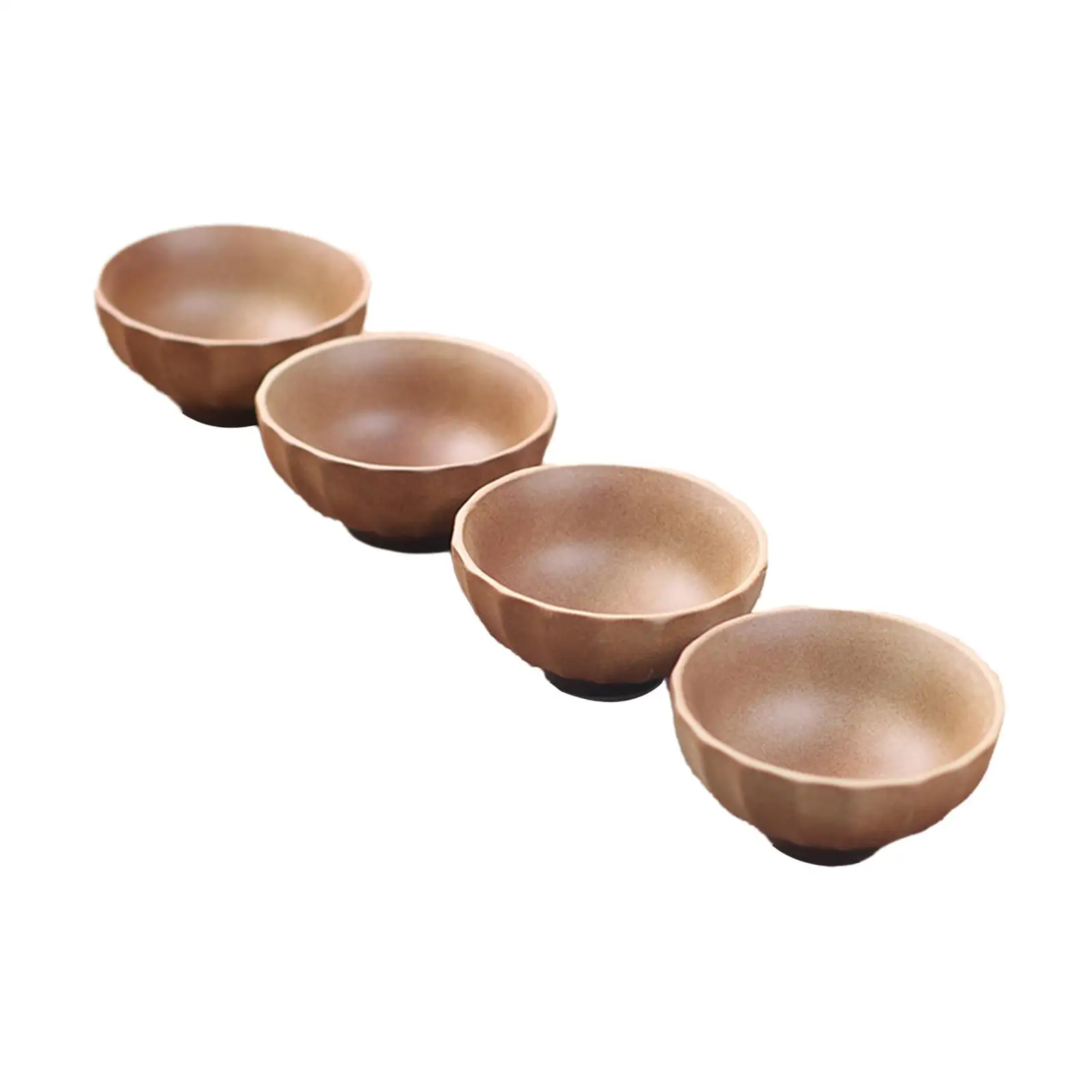 4 Pieces Ceramic Tea Cup Set Petal Shape Drinkware Chinese Tea Cups for Tea Ceremony Party Cafe Hotel Travel Cappuccino