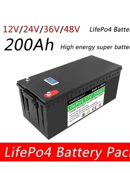 Durable 12V LiFePO4 Battery Pack 200Ah with BMS Ideal for Solar Power System RV Campers Golf Cart Off-road Solar Deep Cycle Use
