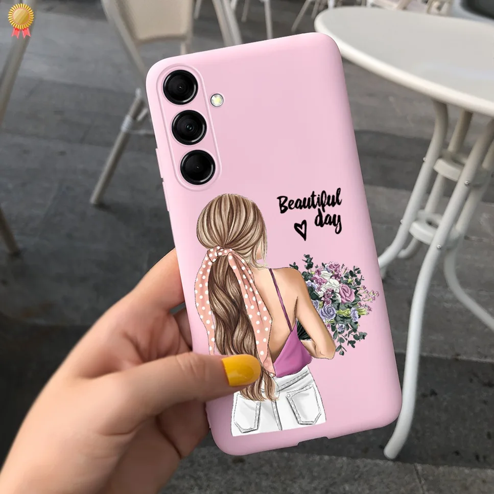 For Samsung F54 5G Cases Cute Cartoon Shockproof Black Pink Silicone For Samsung Galaxy F54 F54 5G Phone Case Bumper Funda