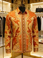 Chemise à manches longues pour homme, style luxe léger, rétro européen, imprimé 3D coloré, chemise hawaïenne pour les vacances, vêtements pour homme d'affaires 6