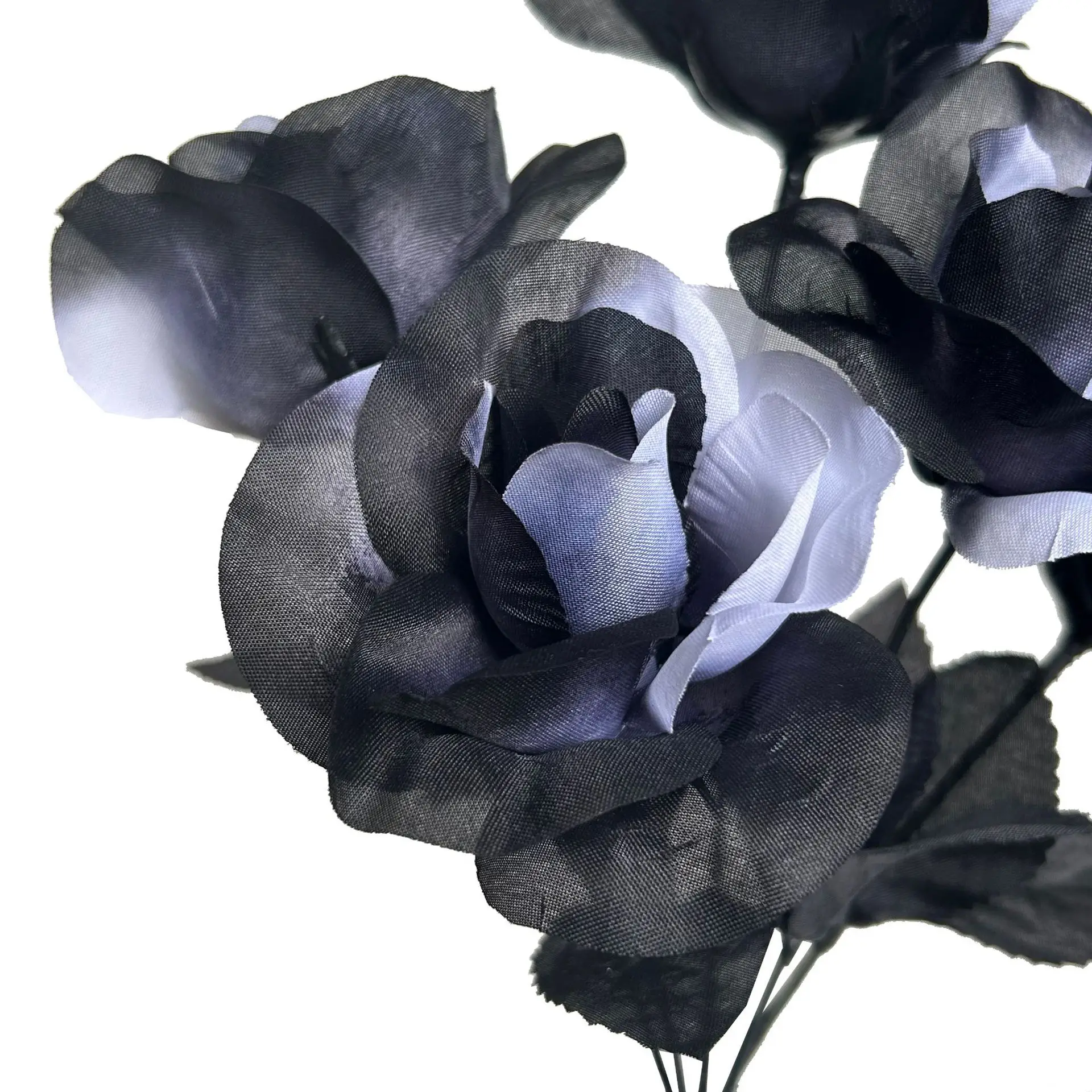 Halloween schwarz-weißer Rosenstrauß Gothic Rose Simulation Blumenarrangement dekorative Fotografie Requisiten neues Produkt – Detail 2