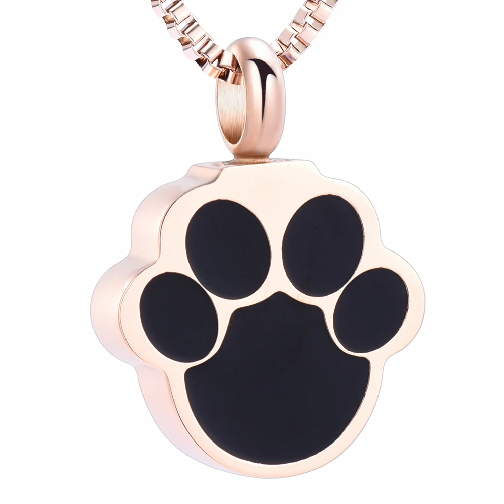 

Paw Print Urn Necklace Cremation Funeral Jewelry For Dog Cat Ashes Customize Stainless Steel Memorial Keepsake Women/Men Present