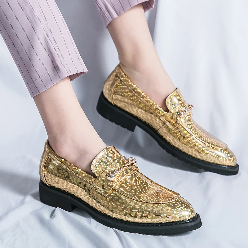 

Fashion Casual Loafers men Shoes outdoor Patent Leather Handmade Men Shoes Rubber Non-Slip club party shoes Men Footwear