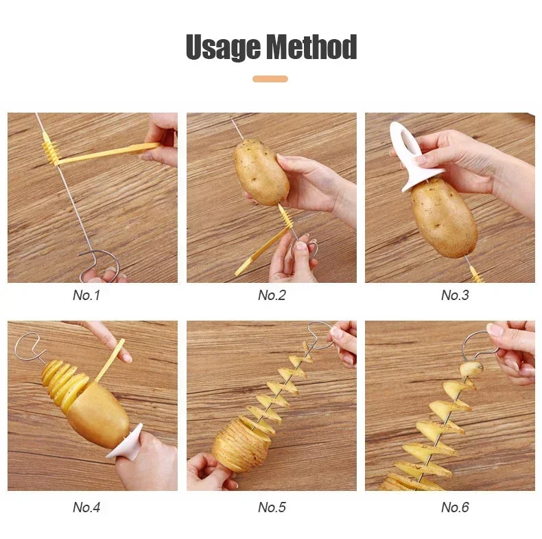 Spiral Potato Cutter Twisted Slice Potato Tower Whirlwind Cut Diy Creative Fruit Vegetable Spiral Slicer For Kitchen
