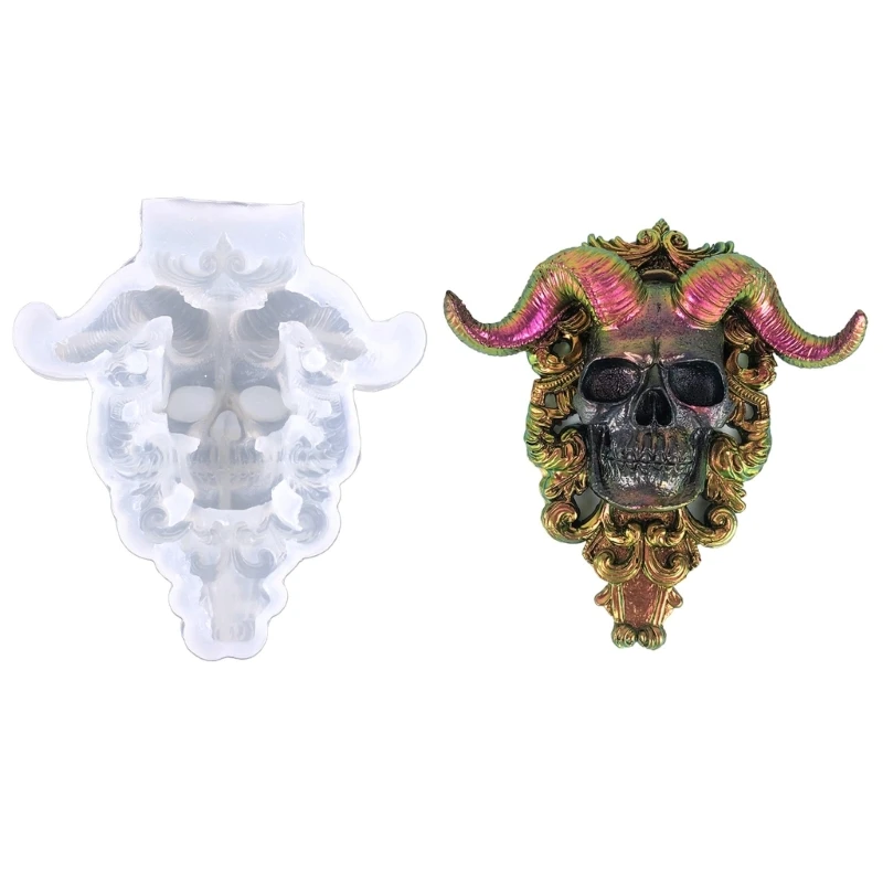 

R3MC Stereo Wall Hanging Silicone Mould Valentines Devil Skull Decor Mold DIY Desktop Ornaments Pendant Epoxy Resin Mold