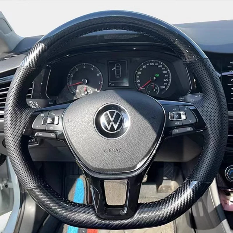 DIY Auto Lenkrad Abdeckung Carbon Faser Leder Atmungsaktiv Für Volkswagen VW Golf 7 Polo 5 Arteon Passat Tiguan 2013-2021