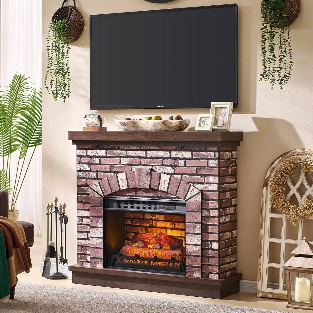Electric Fireplace with Mantel, 42" Fireplace TV Stand with 23'' Freestanding Electric Fireplace Heater, Remote Control 6