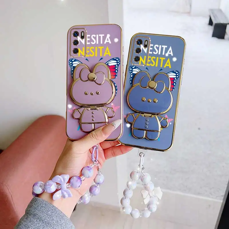Dancing Butterfly Phone Accessory Set: Case, Lanyard & Rabbit Stand