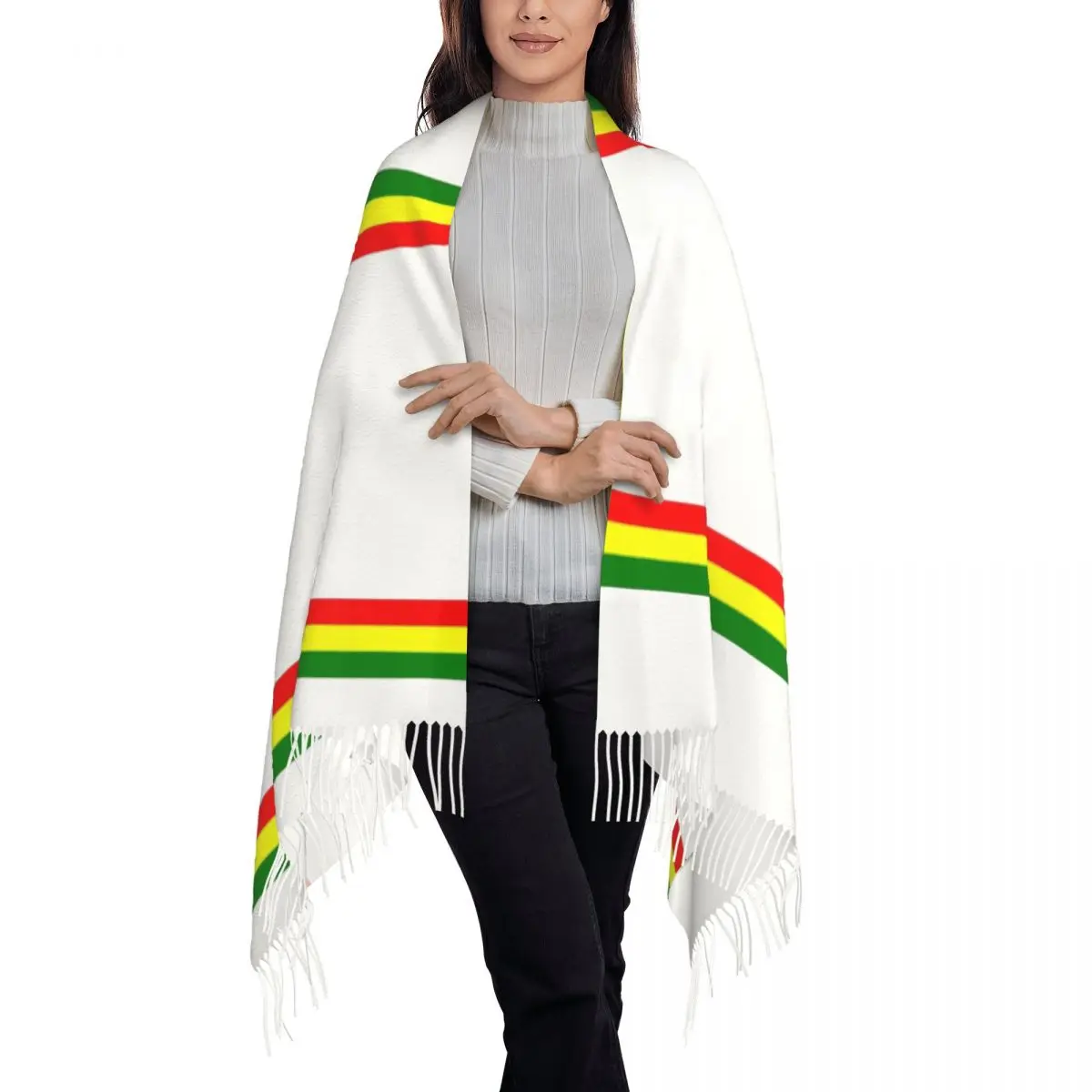 Customized Printed Rasta Stripe Rasta Color Scarf Men Women Winter Fall Warm Scarves Jamaican Jamaica Proud Shawl Wrap
